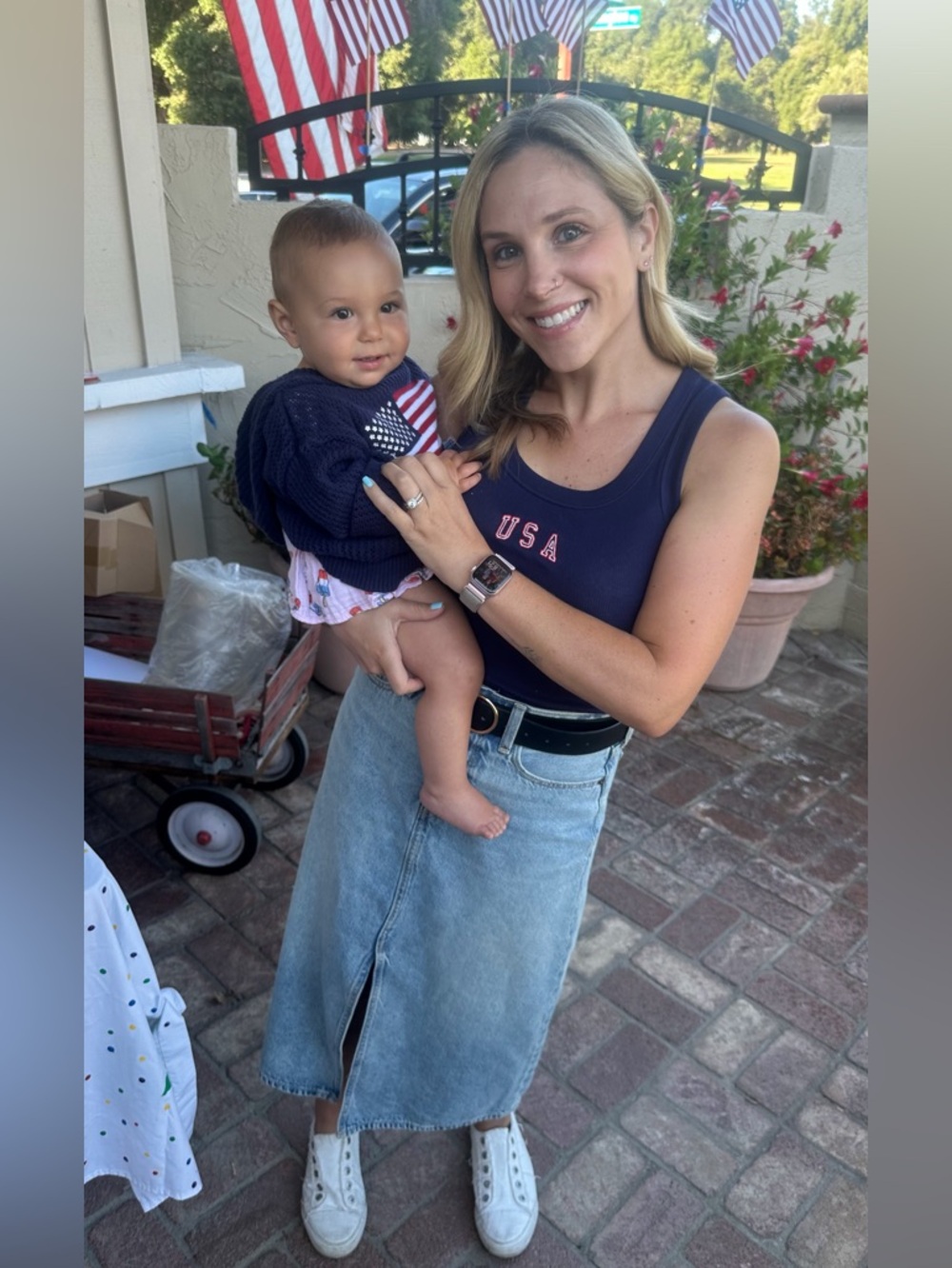 Old Navy Light Wash Long Jean Skirt Size 8